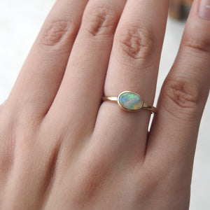 Australian Lightning Ridge Solid Natural Opal Sterling Silver Ring