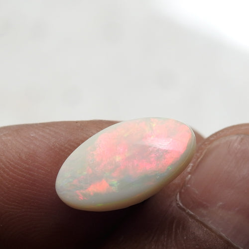 Made to Order Ring with Solid Lightning Ridge White Opal Multi-Colors