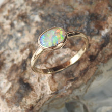 Load image into Gallery viewer, Australian Lightning Ridge Solid Natural Opal Sterling Silver Ring