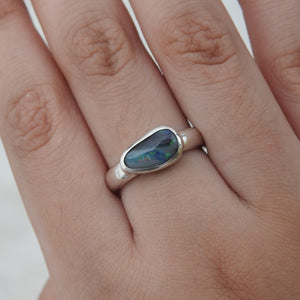 Australian Lightning Ridge  Solid Opal Sterling Silver Ring