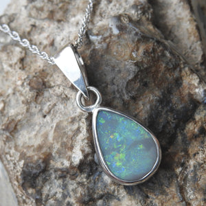 Australian Solid Natural Opal Pendant Necklace