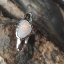 Load image into Gallery viewer, Australian Lightning Ridge Solid Opal Sterling Silver Ring