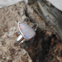 Load image into Gallery viewer, Natural Lightning Ridge Solid White Opal Sterling Silver Ring
