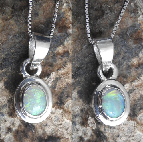 Lightning Ridge Solid Opals Double Faces Pendant Necklace