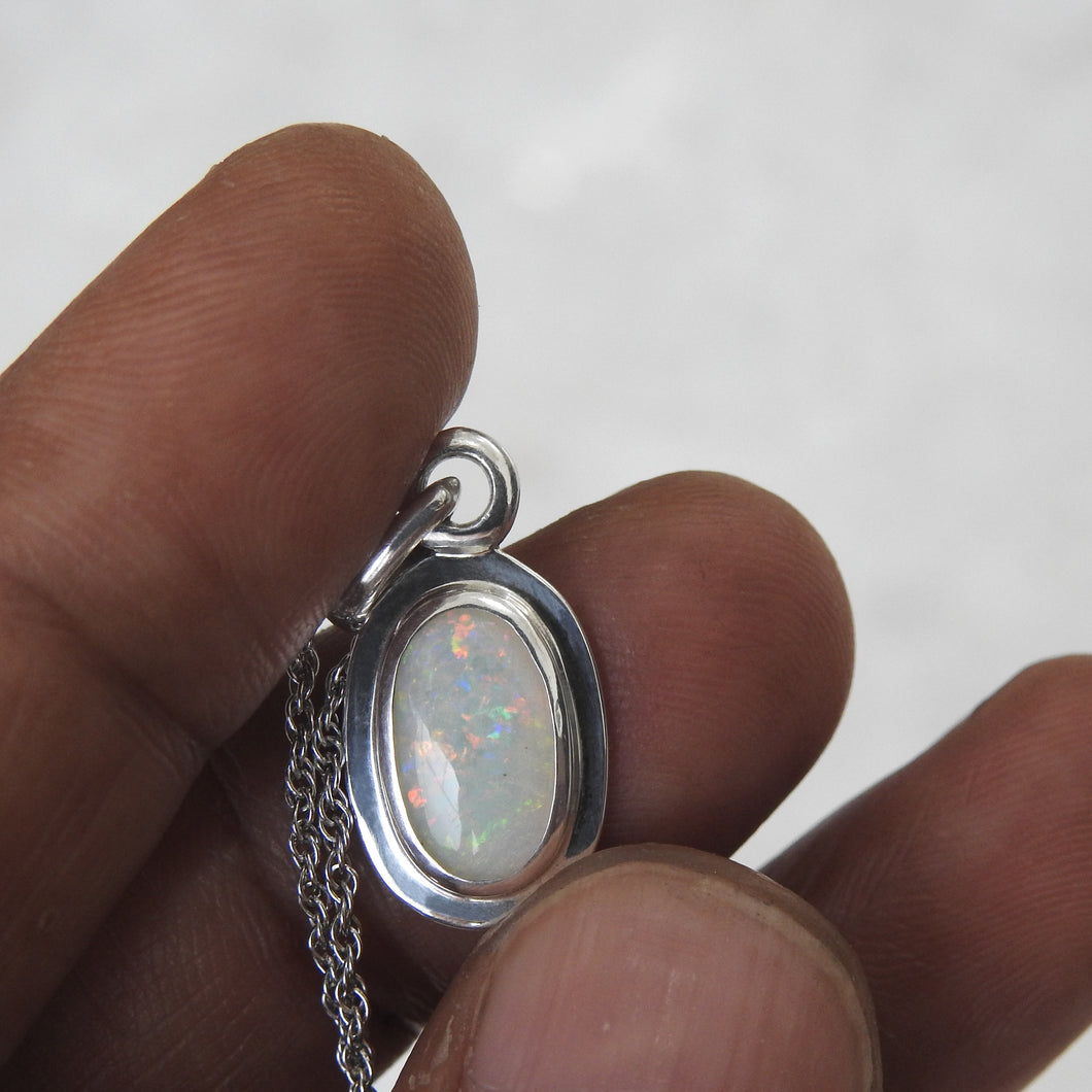 Natural Coober Pedy Solid Opal Pendant Necklace