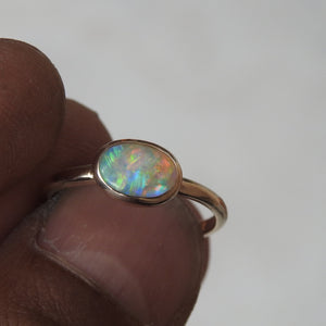 Australian Lightning Ridge Solid Natural Opal Sterling Silver Ring