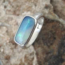 Load image into Gallery viewer, Australian Lightning Ridge Solid Natural Opal Sterling Silver Ring