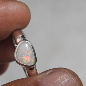 Australian Lightning Ridge Solid Opal Sterling Silver Ring