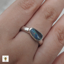 Load image into Gallery viewer, Australian Lightning Ridge  Solid Opal Sterling Silver Ring