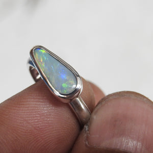 Lightning Ridge Solid Natural Opal Sterling Silver Ring