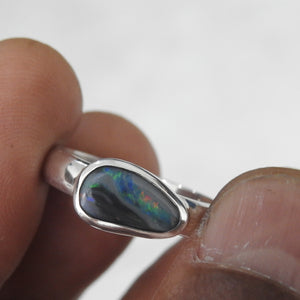 Australian Lightning Ridge  Solid Opal Sterling Silver Ring