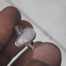 Load image into Gallery viewer, Natural Lightning Ridge Solid White Opal Sterling Silver Ring