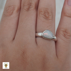 Australian Lightning Ridge Solid Opal Sterling Silver Ring