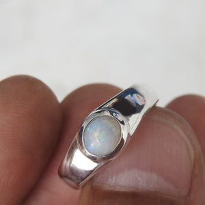 Australian Mintabie Solid Opal Sterling Silver Ring
