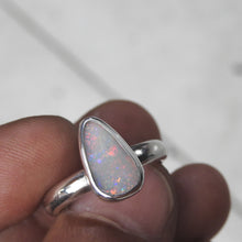 Load image into Gallery viewer, Natural Lightning Ridge Solid White Opal Sterling Silver Ring