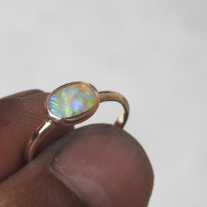 Australian Lightning Ridge Solid Natural Opal Sterling Silver Ring
