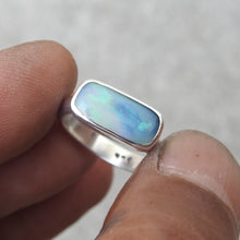 Load image into Gallery viewer, Australian Lightning Ridge Solid Natural Opal Sterling Silver Ring