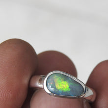 Load image into Gallery viewer, Natural Lightning Ridge Solid Opal Sterling Silver Ring