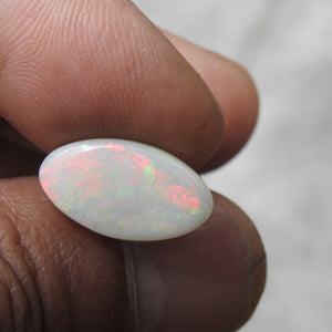 Made to Order Ring with Solid Lightning Ridge White Opal Multi-Colors