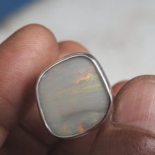 Load image into Gallery viewer, Natural Lightning Ridge Solid White Opal Sterling Silver Ring