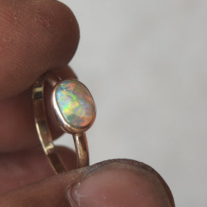 Australian Lightning Ridge Solid Natural Opal Sterling Silver Ring