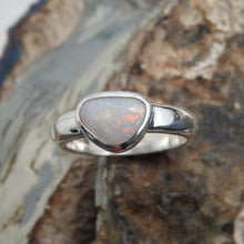 Load image into Gallery viewer, Australian Lightning Ridge Solid Opal Sterling Silver Ring