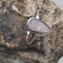 Load image into Gallery viewer, Natural Lightning Ridge Solid White Opal Sterling Silver Ring