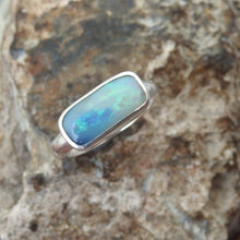 Load image into Gallery viewer, Australian Lightning Ridge Solid Natural Opal Sterling Silver Ring
