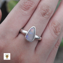 Load image into Gallery viewer, Natural Lightning Ridge Solid White Opal Sterling Silver Ring