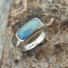 Load image into Gallery viewer, Australian Lightning Ridge Solid Natural Opal Sterling Silver Ring
