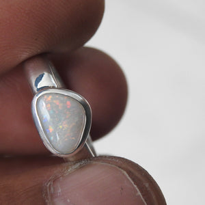 Australian Lightning Ridge Solid Opal Sterling Silver Ring