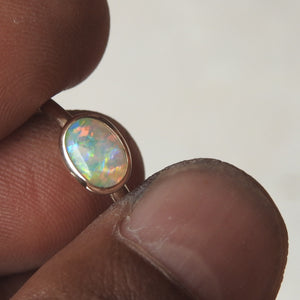 Australian Lightning Ridge Solid Natural Opal Sterling Silver Ring