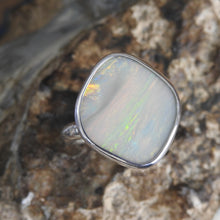Load image into Gallery viewer, Natural Lightning Ridge Solid White Opal Sterling Silver Ring