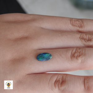 Made to Order Ring with Solid Lightning Ridge Black Opal Green Blue Colors