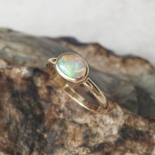 Load image into Gallery viewer, Australian Lightning Ridge Solid Natural Opal Sterling Silver Ring