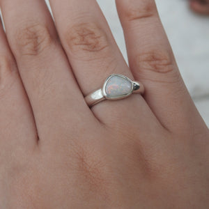 Australian Lightning Ridge Solid Opal Sterling Silver Ring