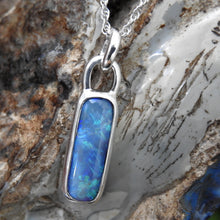 Load image into Gallery viewer, Solid Lightning Ridge Black Opal Sterling Silver Pendant Necklace