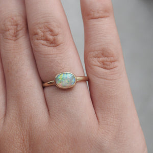 Australian Lightning Ridge Solid Natural Opal Sterling Silver Ring
