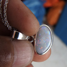 Load image into Gallery viewer, Solid Lightning Ridge Natural Opal Sterling Silver Pendant Necklace
