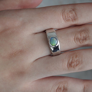 Natural Lightning Ridge Solid Opal Sterling Silver Ring