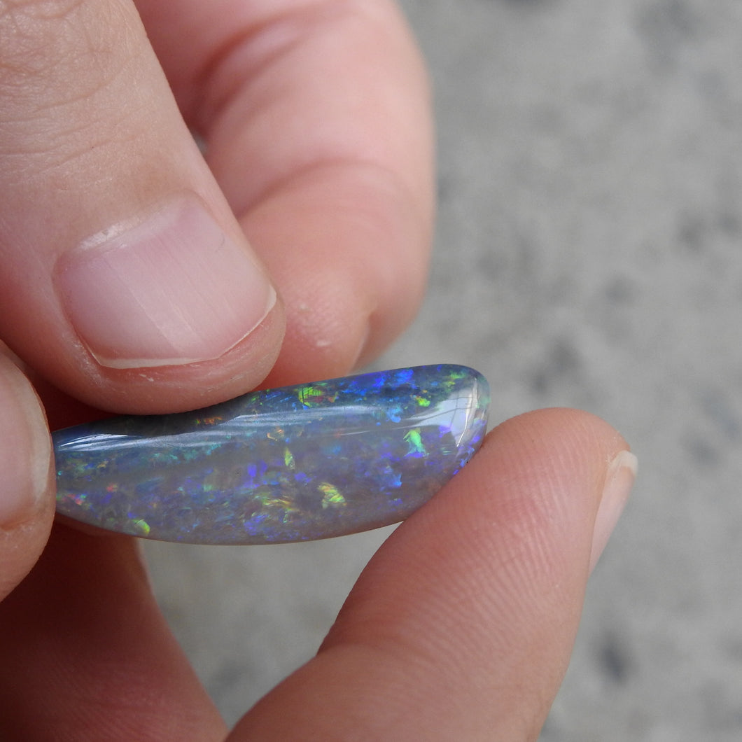 Natural Solid Lightning Ridge Polished Opal with Multi-Color Both Sides.