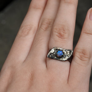 Australian Natural Solid Crystal Opal Ring.