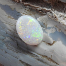 Load image into Gallery viewer, Custom Made Silver Ring with Australian Coober Pedy White Opal Multi-Color