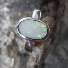 Load image into Gallery viewer, Solid Lightning Ridge Opal Sterling Silver Ring