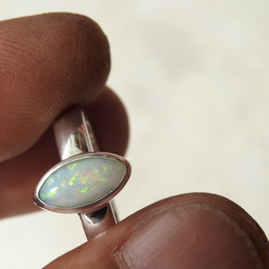 Mintabie Solid Multi-Color Opal Sterling Silver Ring