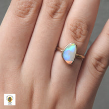 Load image into Gallery viewer, Coober Pedy Solid Natural White Opal Ring