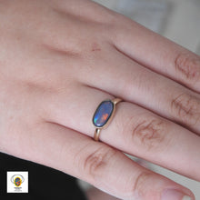 Load image into Gallery viewer, Custom Made 10k YG Ring with Solid Lightning Ridge Multi-Color Opal