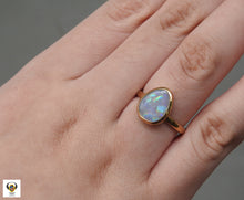 Load image into Gallery viewer, Lightning Ridge Solid Opal Ring with Multi-Color