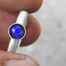 Load image into Gallery viewer, Made to order Solid Lightning Ridge Black Opal Ring with Blue Color