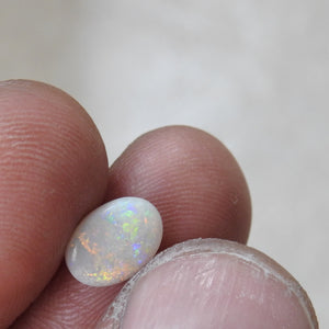 Custom Made Silver Ring with Australian Coober Pedy White Opal Multi-Color